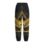 Raven Masonic Eye Print Fleece Lined Knit Pants