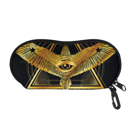 Raven Masonic Eye Print Glasses Case