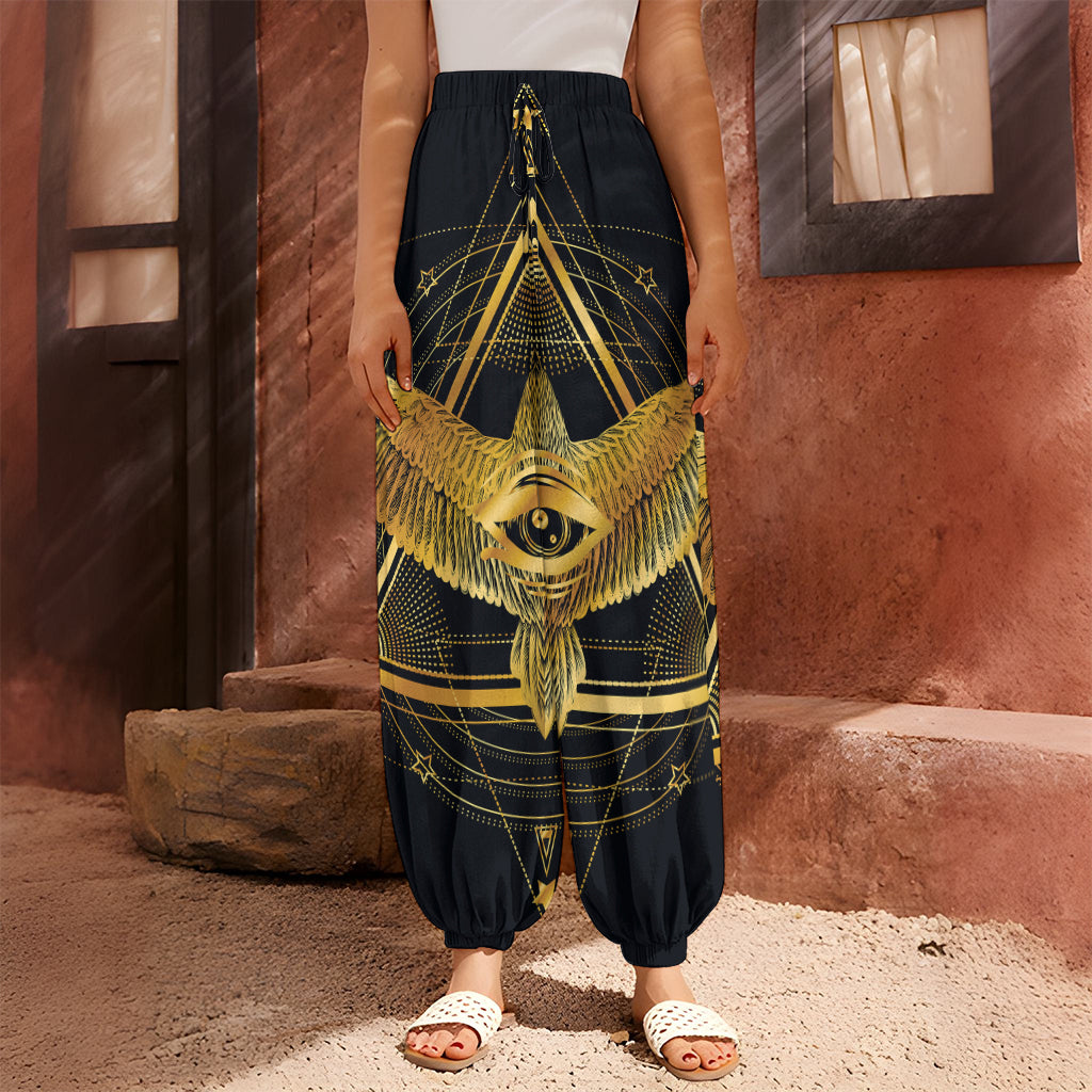 Raven Masonic Eye Print Harem Pants