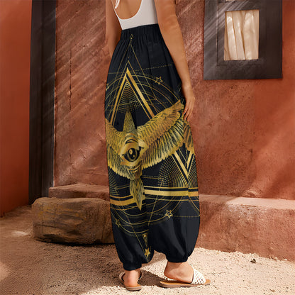 Raven Masonic Eye Print Harem Pants