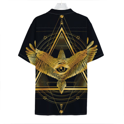 Raven Masonic Eye Print Hawaiian Shirt