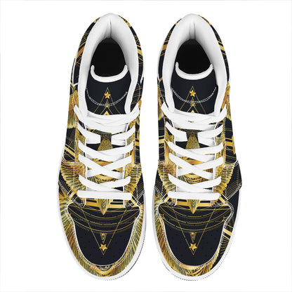 Raven Masonic Eye Print High Top Leather Sneakers