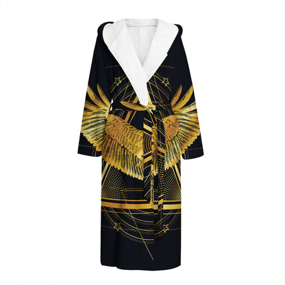 Raven Masonic Eye Print Hooded Bathrobe