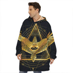 Raven Masonic Eye Print Hoodie Blanket