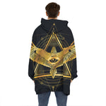 Raven Masonic Eye Print Hoodie Blanket