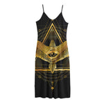 Raven Masonic Eye Print Jersey Midi Cami Dress