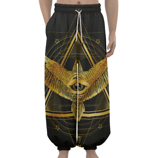 Raven Masonic Eye Print Lantern Pants