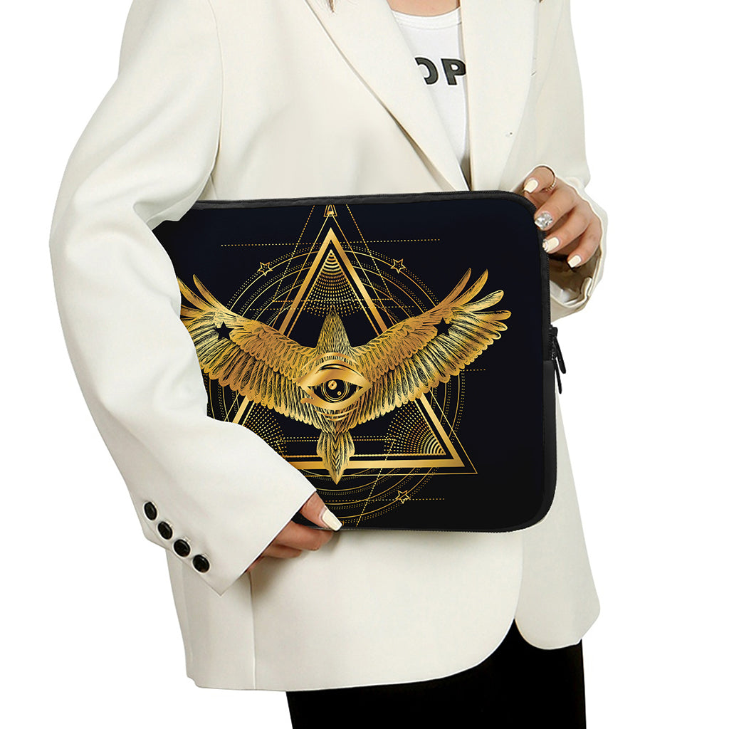 Raven Masonic Eye Print Laptop Sleeve