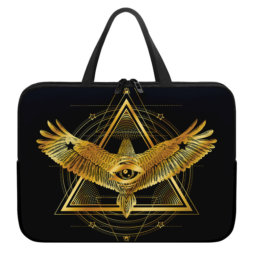 Raven Masonic Eye Print Laptop Sleeve With Handle