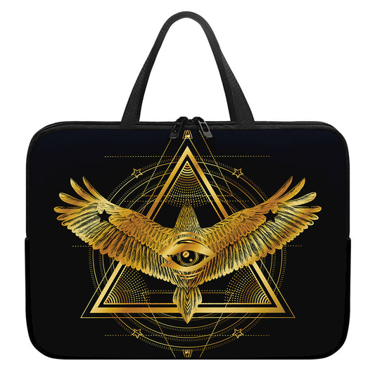Raven Masonic Eye Print Laptop Sleeve With Handle