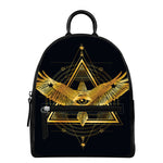 Raven Masonic Eye Print Leather Backpack