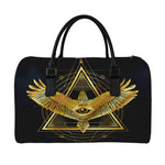 Raven Masonic Eye Print Leather Duffle Bag