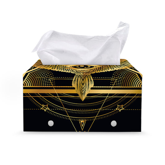 Raven Masonic Eye Print Leather Tissue Box Cover