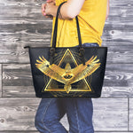 Raven Masonic Eye Print Leather Tote Bag
