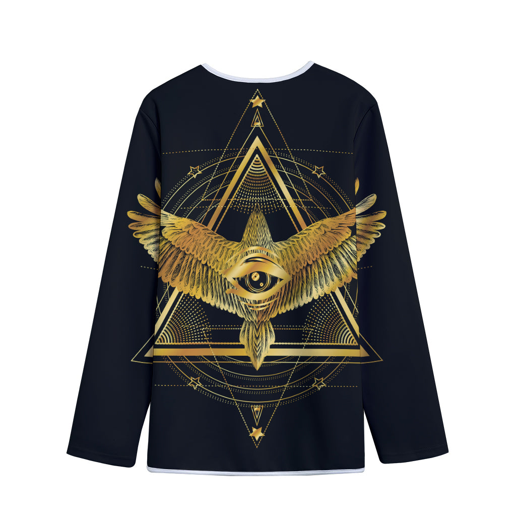Raven Masonic Eye Print Long Sleeve Short Coat