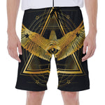 Raven Masonic Eye Print Men's Beach Shorts