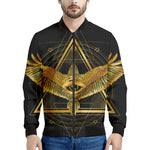 Raven Masonic Eye Print Men's Bomber Jacket