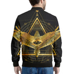 Raven Masonic Eye Print Men's Bomber Jacket