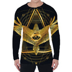 Raven Masonic Eye Print Men's Long Sleeve T-Shirt
