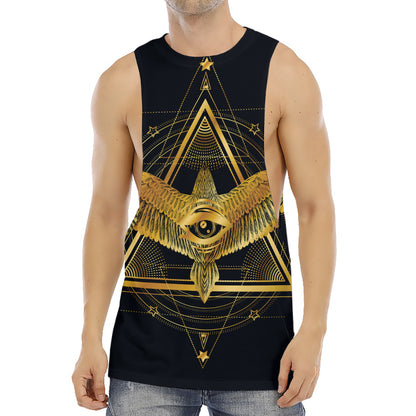 Raven Masonic Eye Print Men's Muscle Tank Top