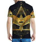 Raven Masonic Eye Print Men's Polo Shirt