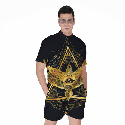Raven Masonic Eye Print Men's Rompers