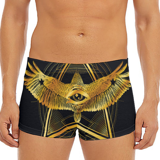 Raven Masonic Eye Print Men's Short Boxer Briefs