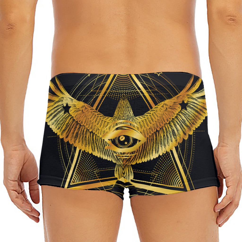 Raven Masonic Eye Print Men's Short Boxer Briefs