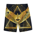 Raven Masonic Eye Print Men's Sports Shorts