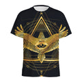 Raven Masonic Eye Print Men's Athletic T-Shirt