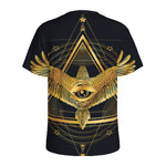 Raven Masonic Eye Print Men's Sports T-Shirt