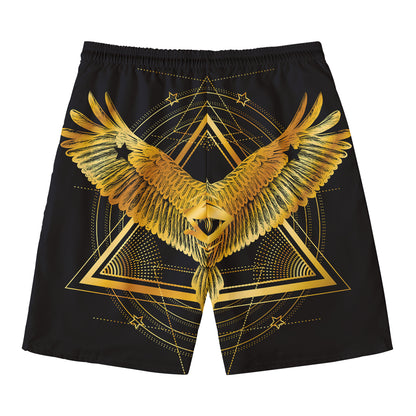 Raven Masonic Eye Print Men's Swim Trunks