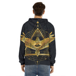 Raven Masonic Eye Print Men's Velvet Pullover Hoodie