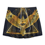 Raven Masonic Eye Print Mesh Shorts