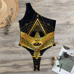 Raven Masonic Eye Print One Shoulder Bodysuit