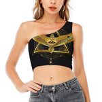 Raven Masonic Eye Print One Shoulder Crop Top