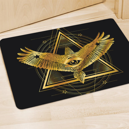 Raven Masonic Eye Print Polyester Doormat