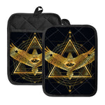 Raven Masonic Eye Print Pot Holders With Pocket