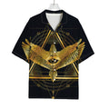 Raven Masonic Eye Print Rayon Hawaiian Shirt