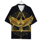 Raven Masonic Eye Print Rayon Hawaiian Shirt