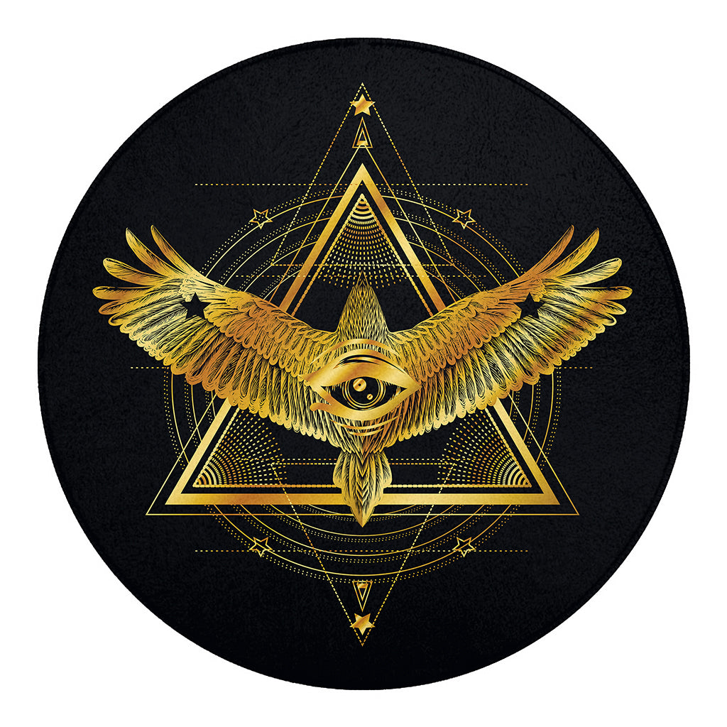 Raven Masonic Eye Print Round Blanket