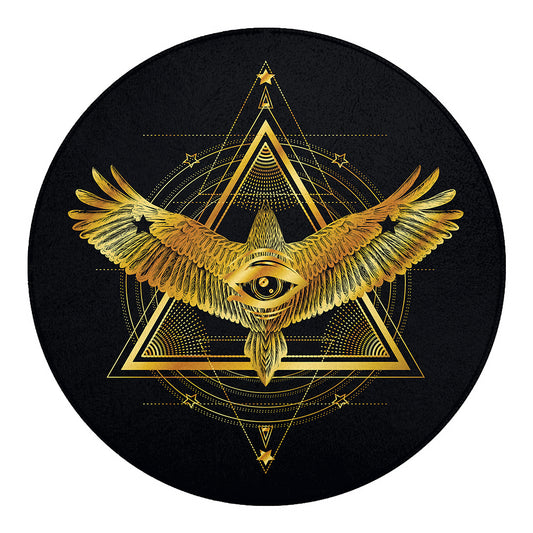 Raven Masonic Eye Print Round Blanket