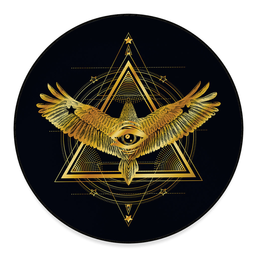 Raven Masonic Eye Print Round Floor Mat