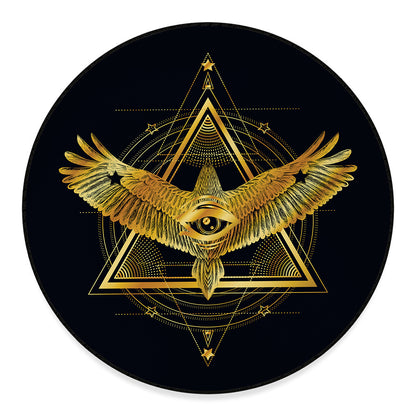 Raven Masonic Eye Print Round Floor Mat