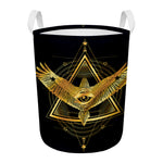 Raven Masonic Eye Print Round Laundry Basket