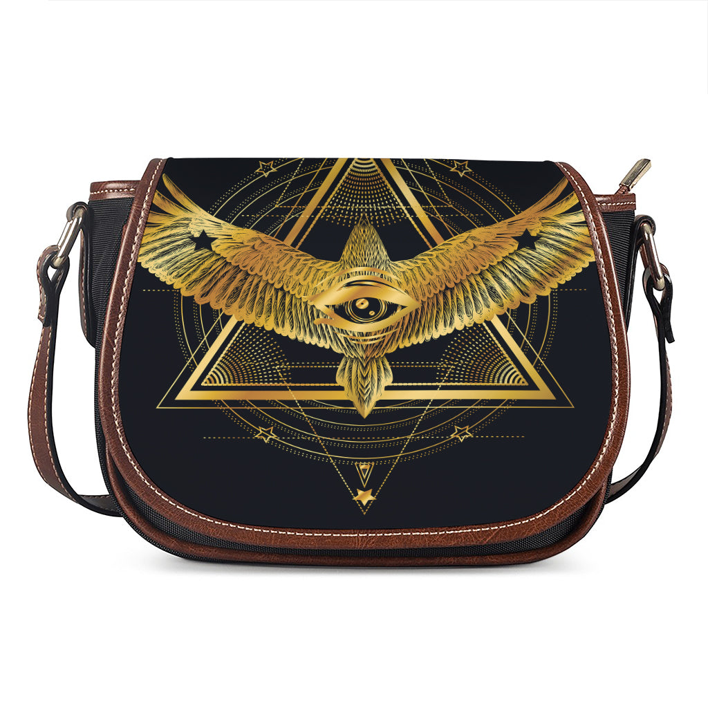Raven Masonic Eye Print Saddle Bag