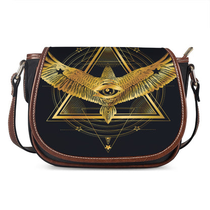 Raven Masonic Eye Print Saddle Bag