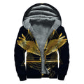 Raven Masonic Eye Print Sherpa Lined Zip Up Hoodie