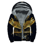 Raven Masonic Eye Print Sherpa Lined Zip Up Hoodie