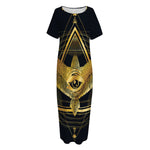 Raven Masonic Eye Print Short Sleeve Long Nightdress